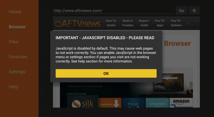 JavaScript Disabled - Cinema HD on Fire Stick & Fire TV