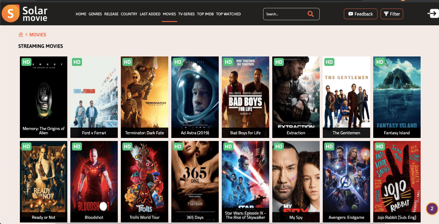 SolarMovies Website for Movies